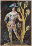 Arlecchino ,(or Harlequin)- a print of a painting of a player  from the Commedia dell'arte