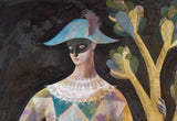 Arlecchino ,(or Harlequin)- a print of a painting of a player  from the Commedia dell'arte