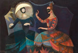 Puppeteers - A print of a painting of a puppet show