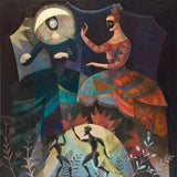 Puppeteers - A print of a painting of a puppet show