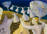 Hanging out the Washing - Print of a painting