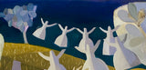 Hanging out the Washing - Print of a painting