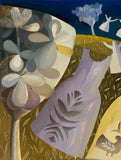Hanging out the Washing - Print of a painting