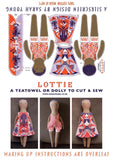 Lottie - Teatowel or Dolly to Cut & Sew - A silkscreen design by Sarah Young