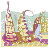 Willow Work - Digital Woodcut Print
