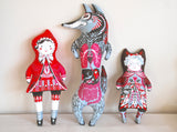 Little Red Riding Hood Tea Towel / Cut and Sew Kit - A silkscreen design by Sarah Young