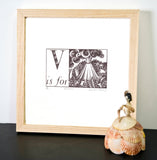 V is for Volcano - Alphabet Silkscreen Print