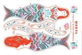 Meryl The Mermaid Tea Towel / Cut and Sew Kit - A silkscreen design by Sarah Young