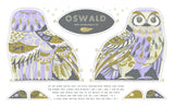 Oswald the Owl Tea Towel / Cut and Sew Kit - A silkscreen design by Sarah Young