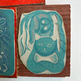 Humbert the Cat - a hand printed lino cut print