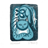 All 4 Cat Handprinted Linocut Prints -