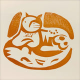 Morris the Cat - a hand printed lino cut print