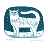All 4 Cat Handprinted Linocut Prints -