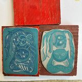 Humbert the Cat - a hand printed lino cut print