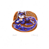 All 4 Cat Handprinted Linocut Prints -