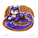 All 4 Cat Handprinted Linocut Prints -
