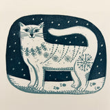 Olwen the Cat - a hand printed lino cut print