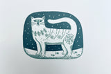 Olwen the Cat - a hand printed lino cut print