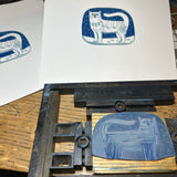 Olwen the Cat - a hand printed lino cut print
