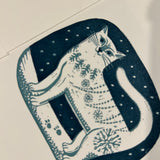 Olwen the Cat - a hand printed lino cut print