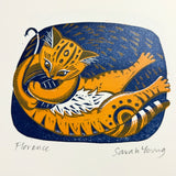 All 4 Cat Handprinted Linocut Prints -