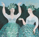 Dryad I & Dryad II -  Print of a painting of two wood nymphs