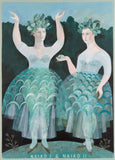 Dryad I & Dryad II -  Print of a painting of two wood nymphs