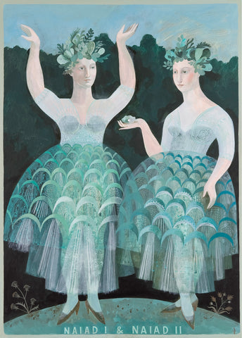 Dryad I & Dryad II -  Print of a painting of two wood nymphs