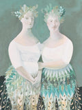 Naiad I & Naiad II -  Print of a painting of two water nymphs