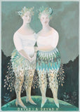 Naiad I & Naiad II -  Print of a painting of two water nymphs