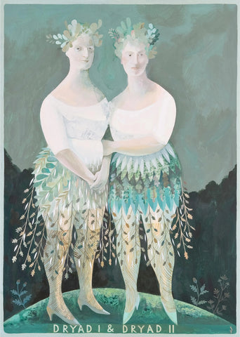 Naiad I & Naiad II -  Print of a painting of two water nymphs