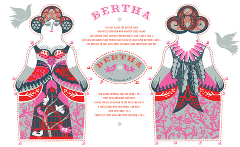 Bertha Tea Towel / Cut and Sew Kit -A silkscreen design by Sarah Young