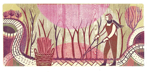 Autumn Pruning - Digital Woodcut Print