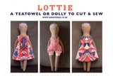 Lottie - Teatowel or Dolly to Cut & Sew - A silkscreen design by Sarah Young
