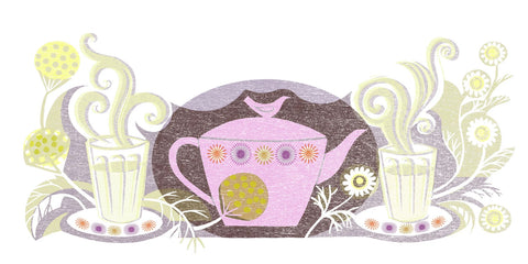 Camomile Tea - Digital Woodcut Print