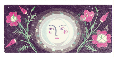 Garden Moon - Digital Woodcut Print