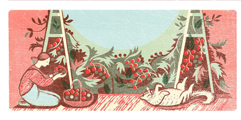 Tomato Harvest - Digital Woodcut Print