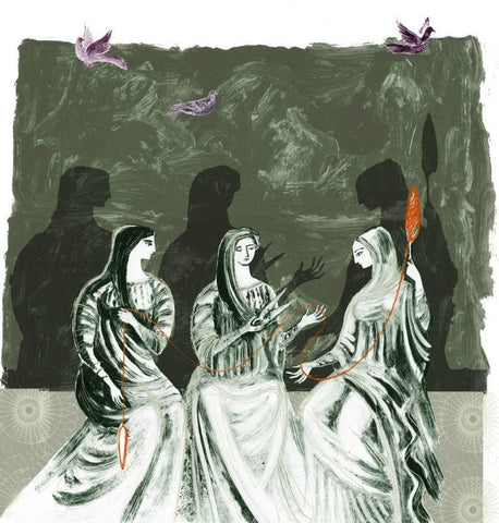 The Three Moirai - Print of an illustration by Sarah Young