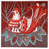 Hen and Chicks - Relief / Letterpress Print