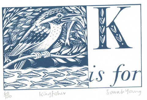 K is for Kingfisher - Alphabet Silkscreen Print