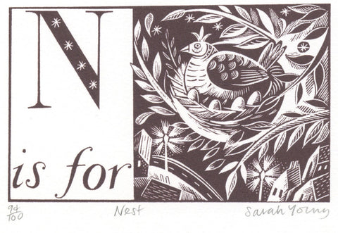 N is for Nest - Alphabet Silkscreen Print