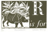 R is for Rhinoceros - Alphabet Silkscreen Print