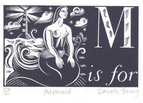 M is for Mermaid- Alphabet Silkscreen Print