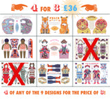 4 Tea Towel / Dish Towel / Cut and Sew Kit Designs for the price of 3